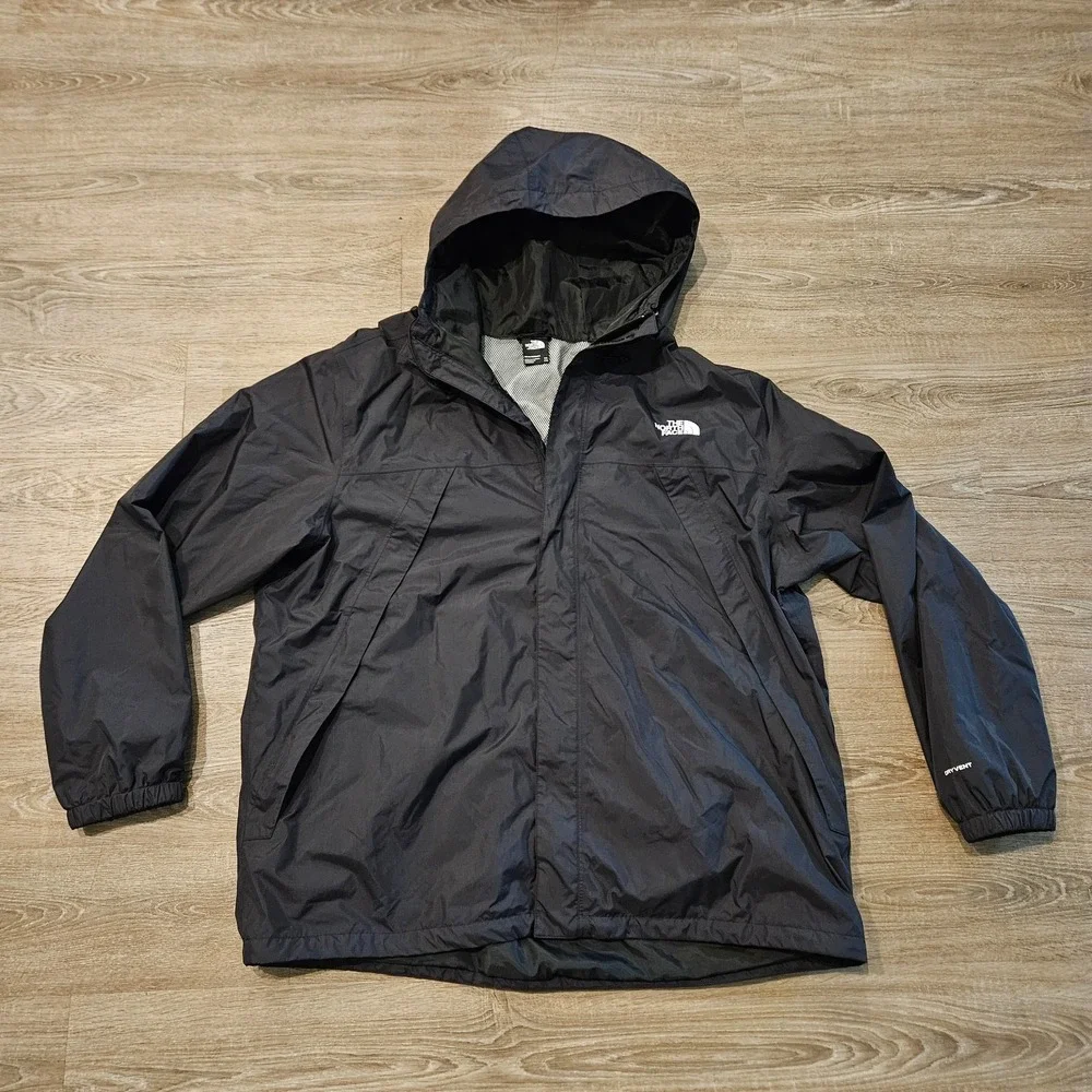 The North Face Antora DryVent Rain Jacket Mens XXL 2XL Black Hooded Waterproof
